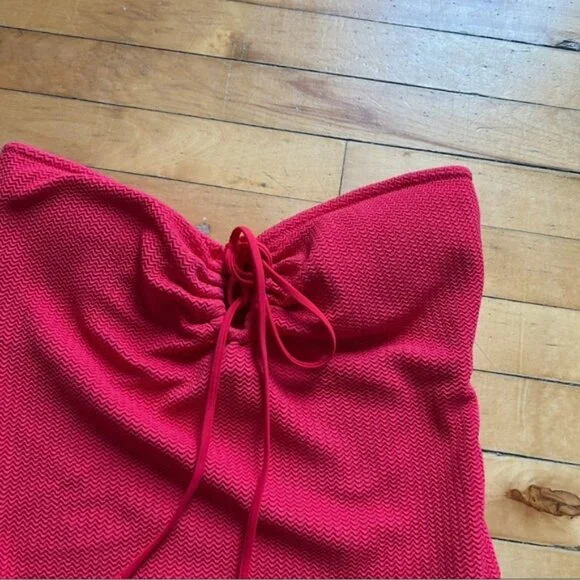 Seafolly Sz 12 Sea Dive Red Halter Textured One Piece Swimsuit - Picture 4 of 8